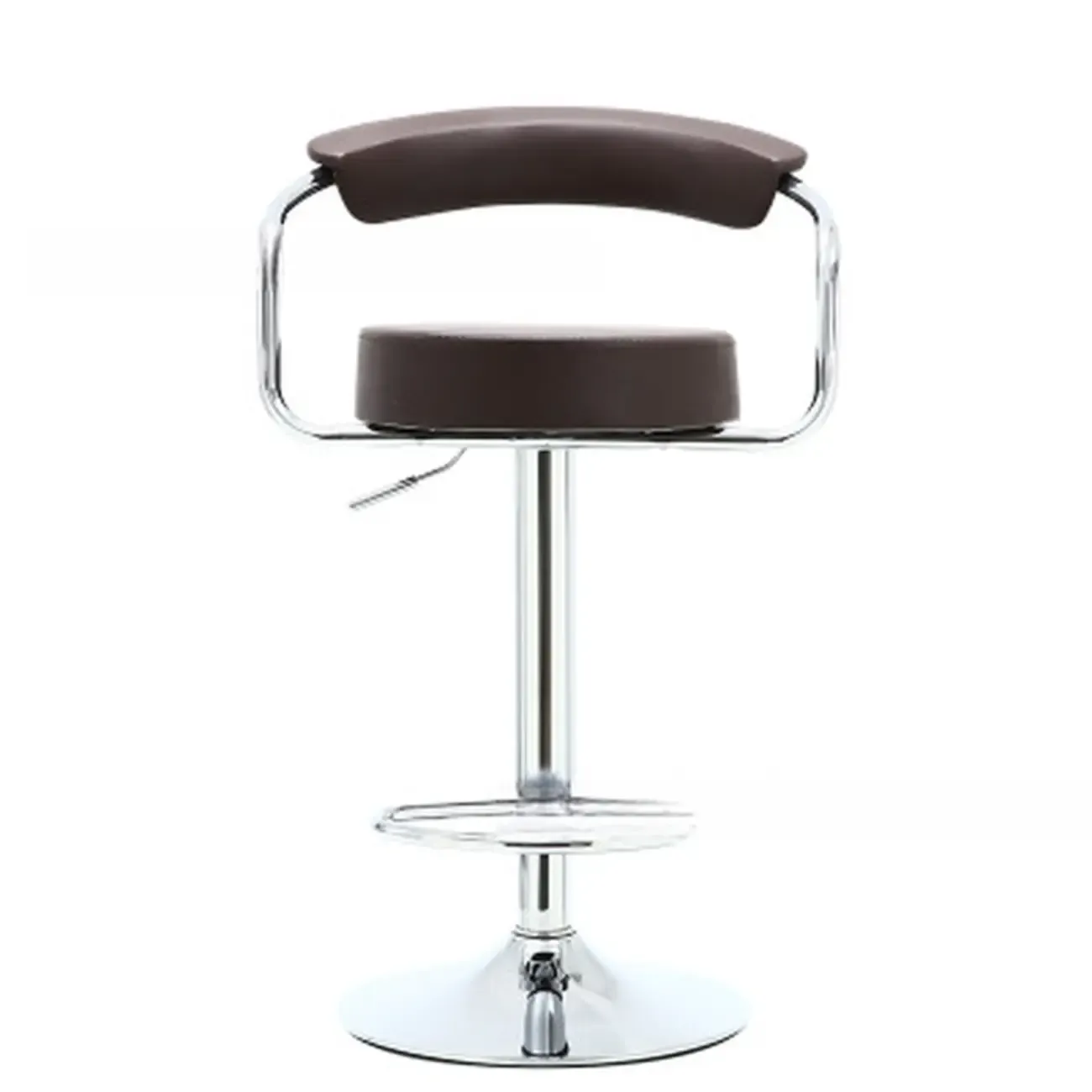 Modern Chrome Leather Ergonomic Adjustable Bar Stool