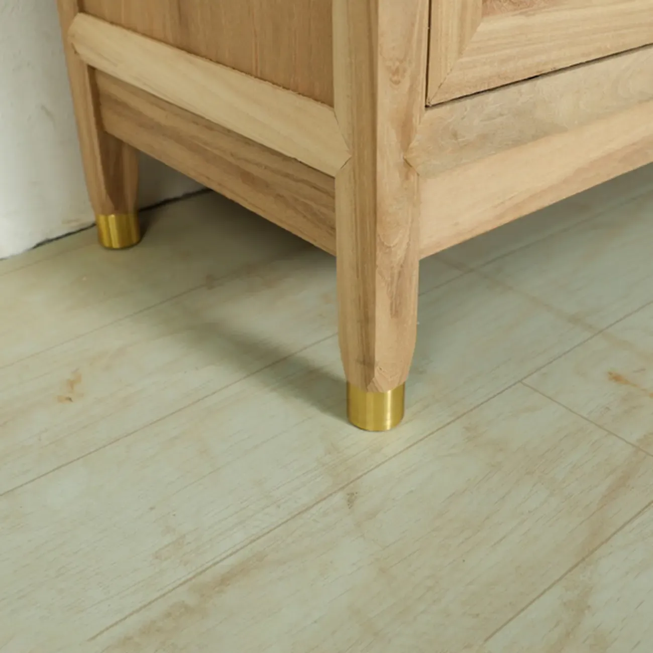 Natural Finish Wood 2-Shelf Sideboard with Drawers