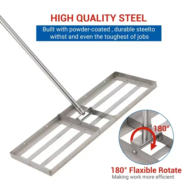 3010 Lawn Leveling Rake, 6FT Long Handle, Heavy Duty Stainless Steel, 180 Flexible Rotate, Perfect for Yard, Pasture, Backyard, Farm & Orchard