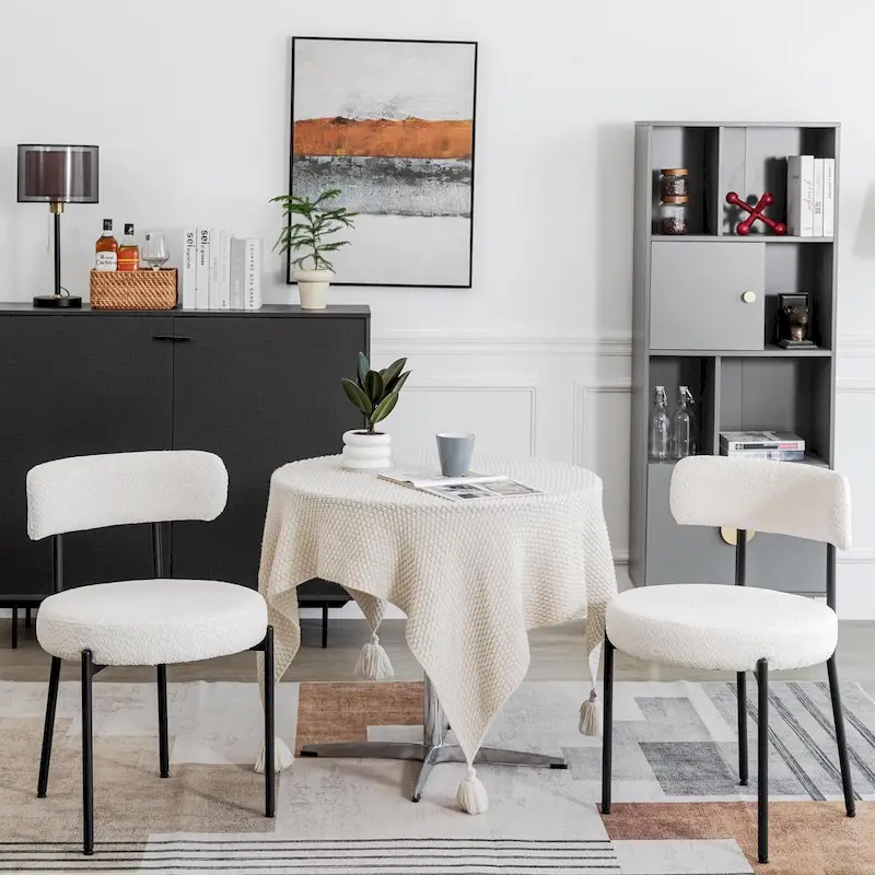 Mid-Century Modern Upholstered Boucle Dining Chairs (Set of 2/4/6)