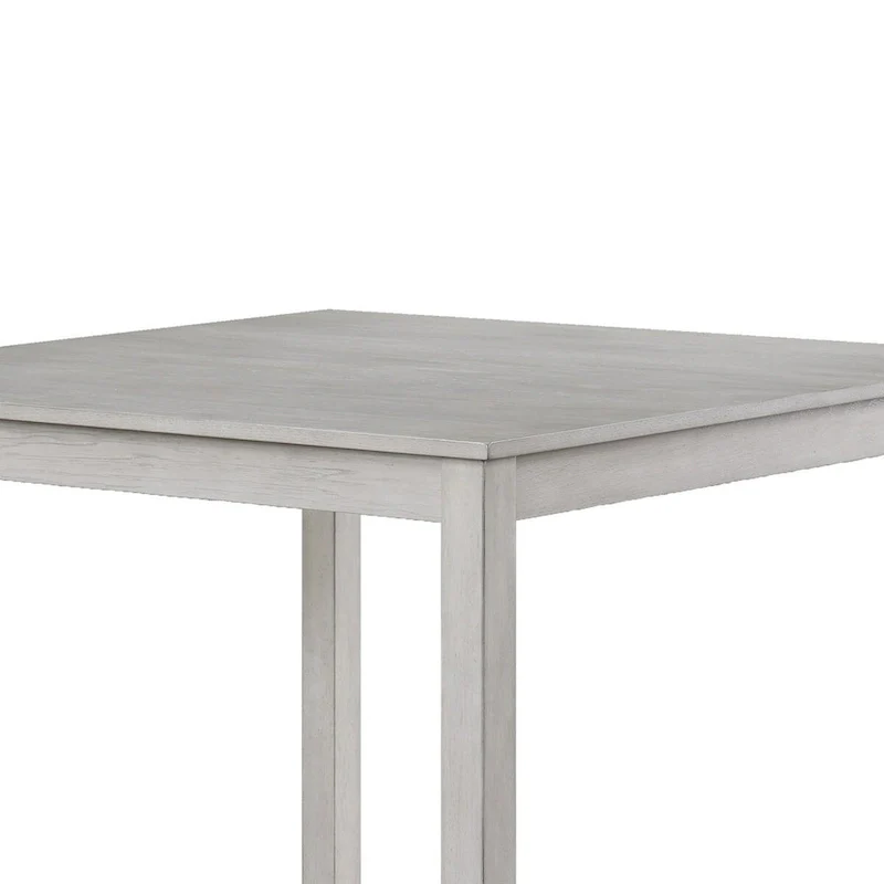 Cher 5 Piece Set Counter Height Dining Table, 4 Chairs, Gray Fabric, Wood