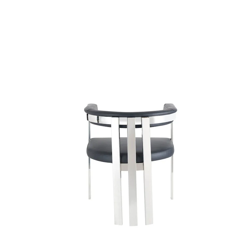 Modrest Pontiac Modern Black Vegan Leather and Stainless Steel Dining Chair