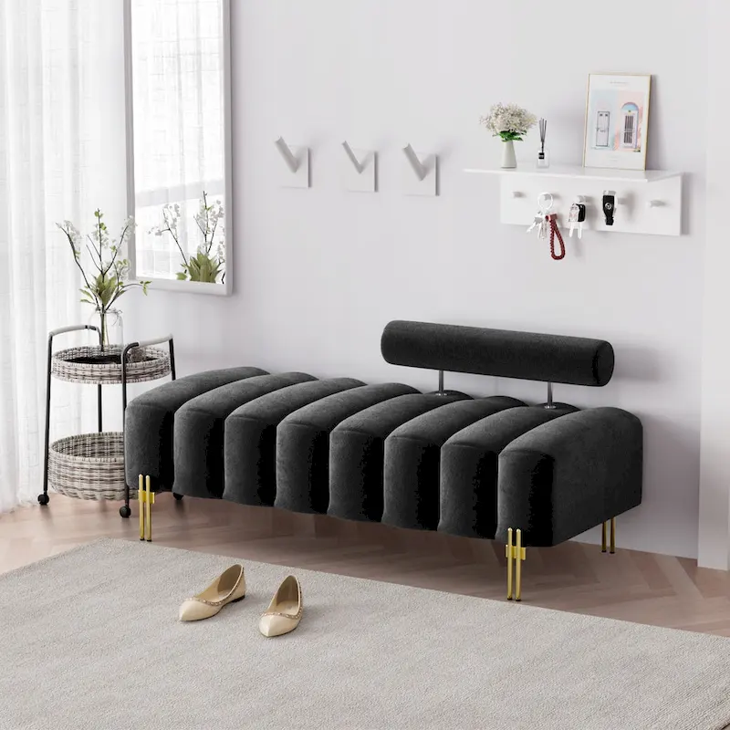 Ouyessir 52.2 Modern Channel Tufted Window Bench with Adjustable Back