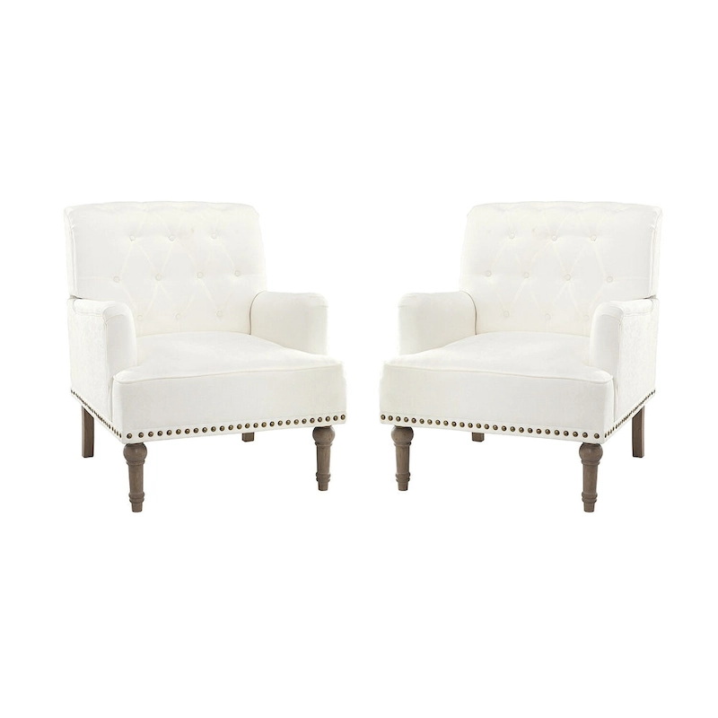 Geltrude Traditional Upholstered Accent Chair with Button Tufted Back Set of 2 by HULALA HOME