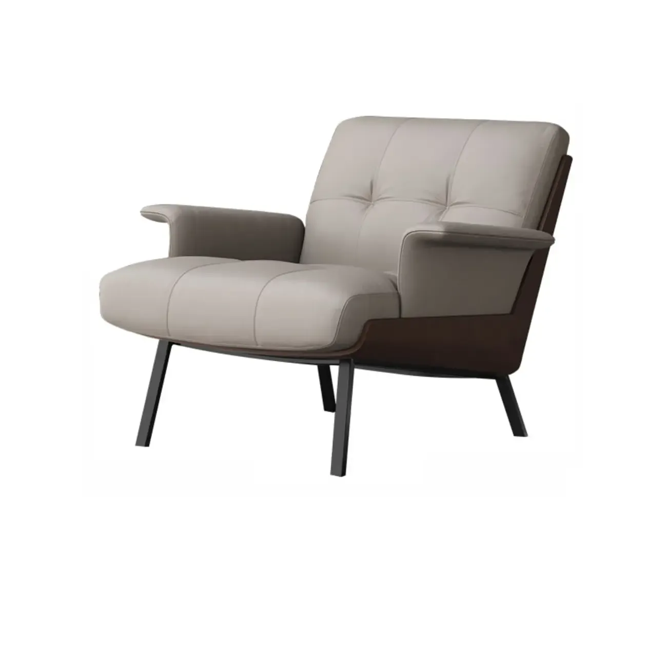 Modern Tufted Microfiber Leather Accent Chair with Arms