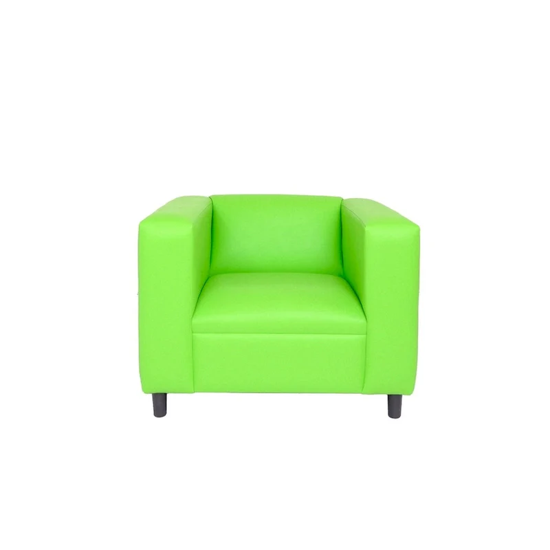 Coast to Coast Sofas Mid Century Modern Sofa Chair Faux Leather Solid Wood Frame Upholstered