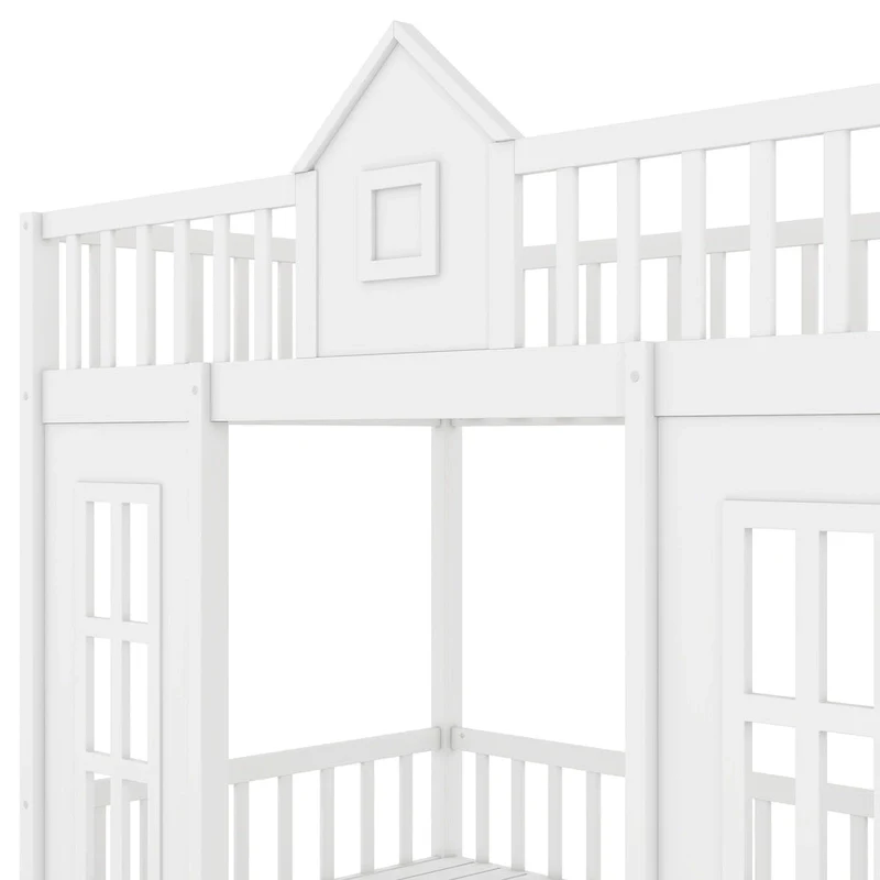 Gray Twin-Over-Twin Bunk Bed with Convertible Desk