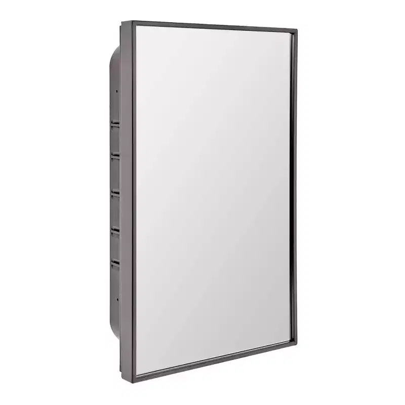 Head West 16"x26" Brushed Black Recessed Medicine Cabinet Mirror