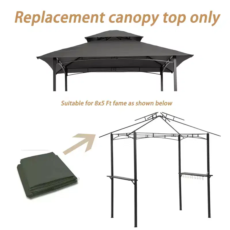 Clihome 8x5 FT Double Layer BBQ Gazebo Replacement Canopy Top