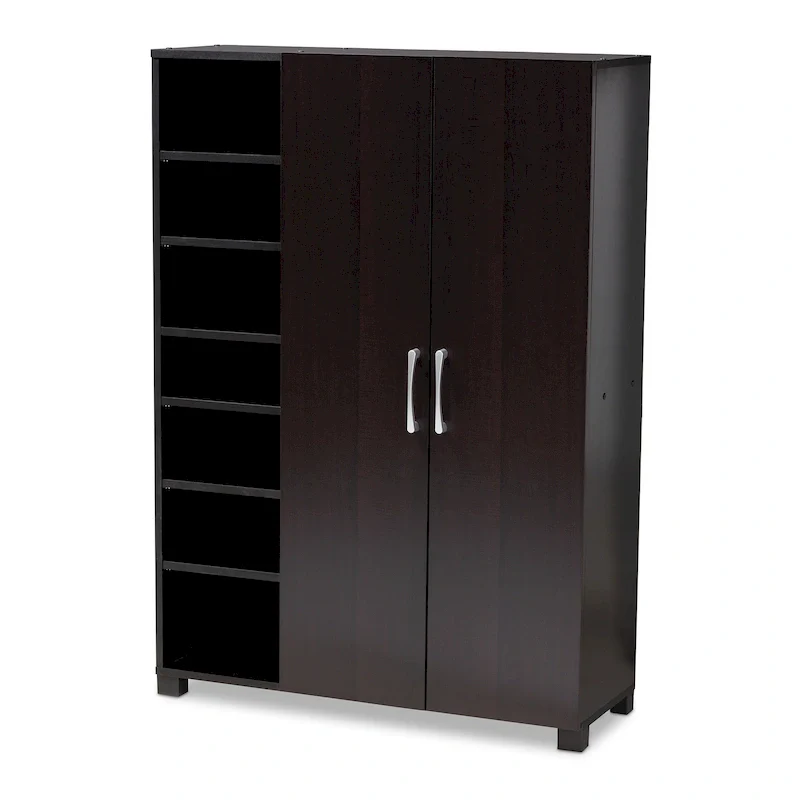 Shoe Storage Cabinet with Doors and Open Shelves