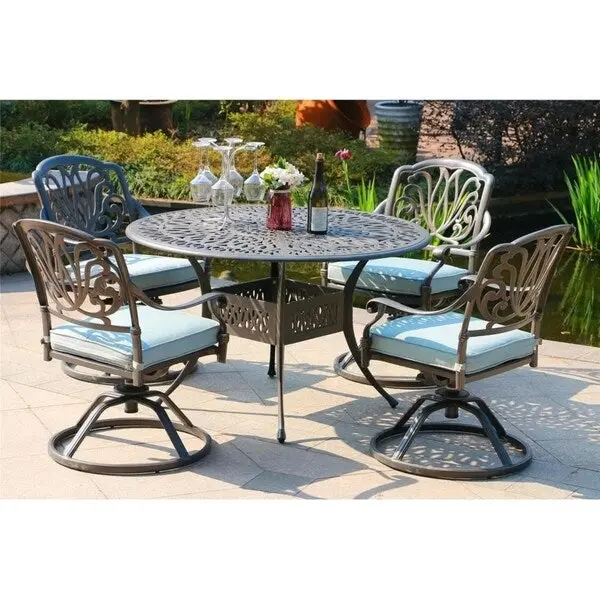 Manasquan 5-piece Gunmetal Aluminum Round Dining Set with Swivel Chairs by Havenside Home