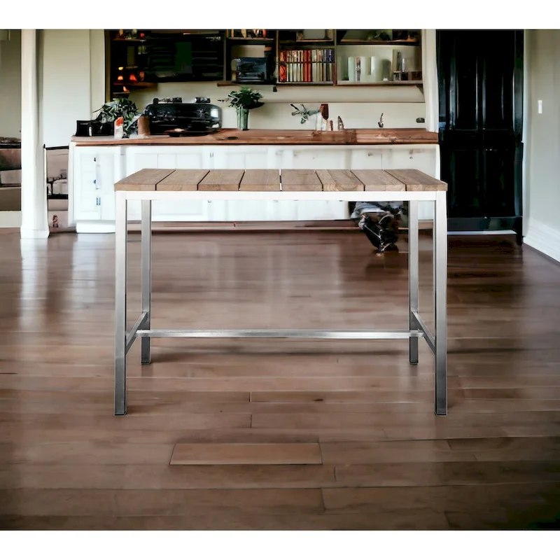 Wood Brown & Silver Dining Table, Seats 6