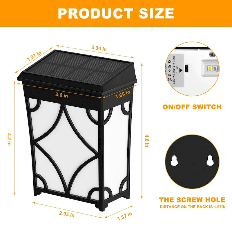 2 Modes LED Solar Fence Lights Waterproof,8 Pack