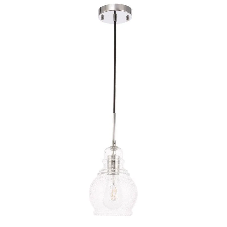 Adelee 6.25-Inch 1-Light Clear Seeded Glass Pendant