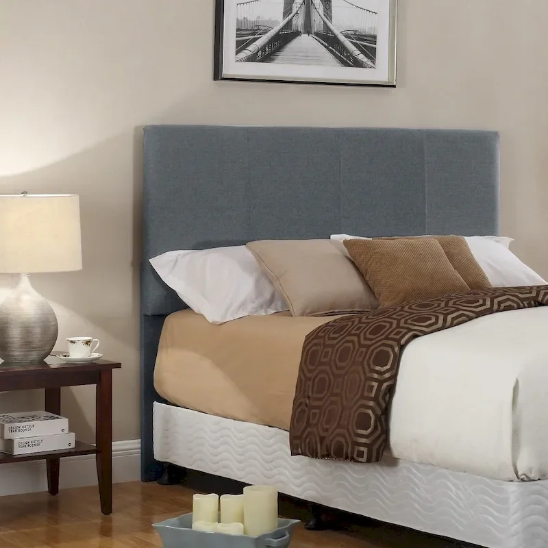 Grey / Beige Upholstered Panel Headboard, Queen, 1-Piece