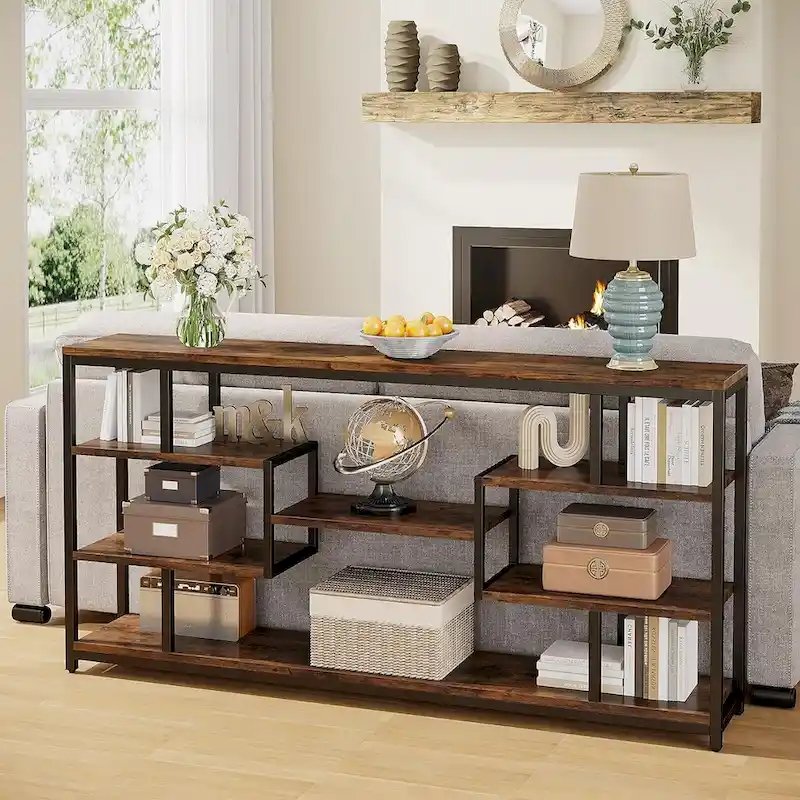 70.87 Console Table Sofa Table with 5-Tier Open Storage Shelves