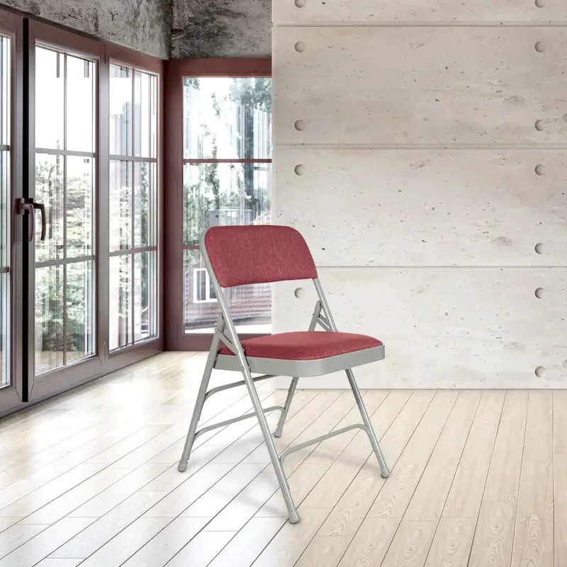 Hampden Furnishings Bernadine Collection Fabric Triple Brace Folding Chair, Pack of 4