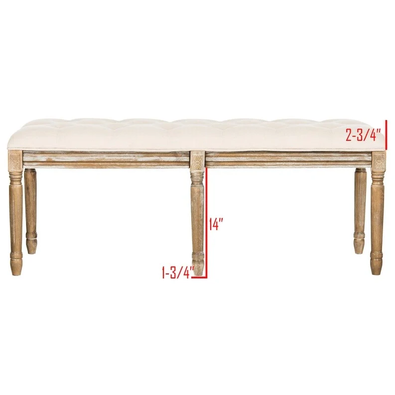 French Brasserie Tufted Rubberwood Bench in Rustic Oak Finish — 47