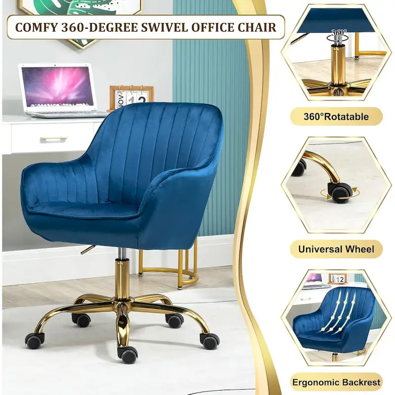 Howtai Swivel Home Office Chair with Rollers