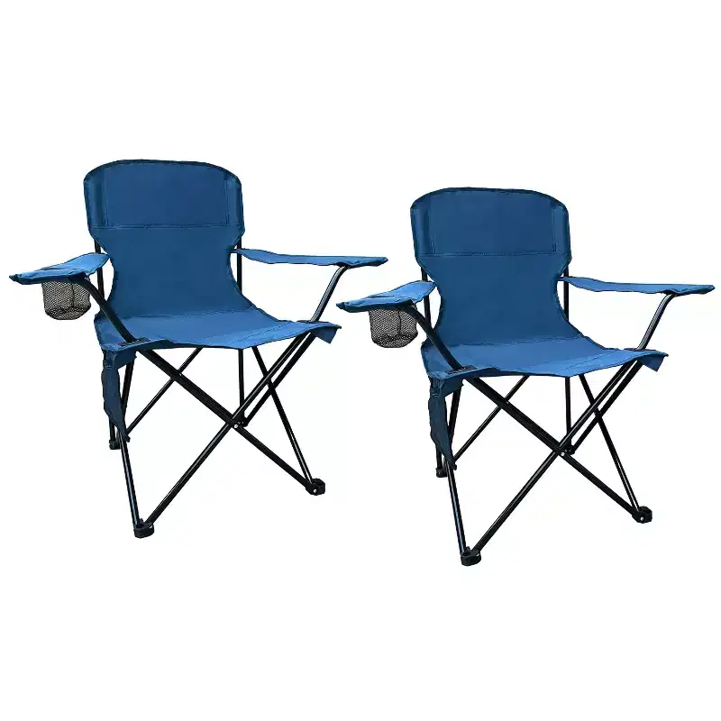 Bestier Camping Chair: 225lbs Steel Frame | 3-Second Fold 2 Packs-Blue