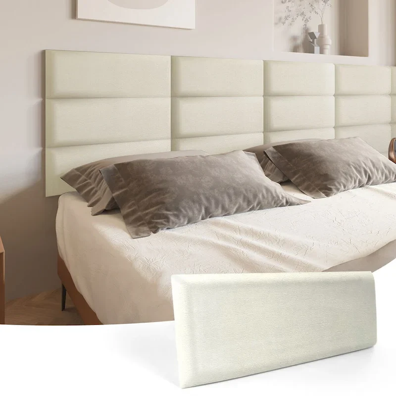 Art3d 9.84 x 23.62 Peel and Stick Headboard,Pack of 12, 3D Soundproof Wall Panels, Upholstered Wall Panel