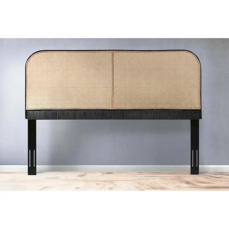 Natural Cane & Teak Wood Curved Headboard – Queen / King – Sleeps 2