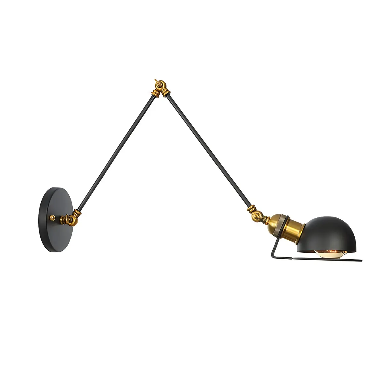 Industrial Black Adjustable Swing Arm Wall Sconce