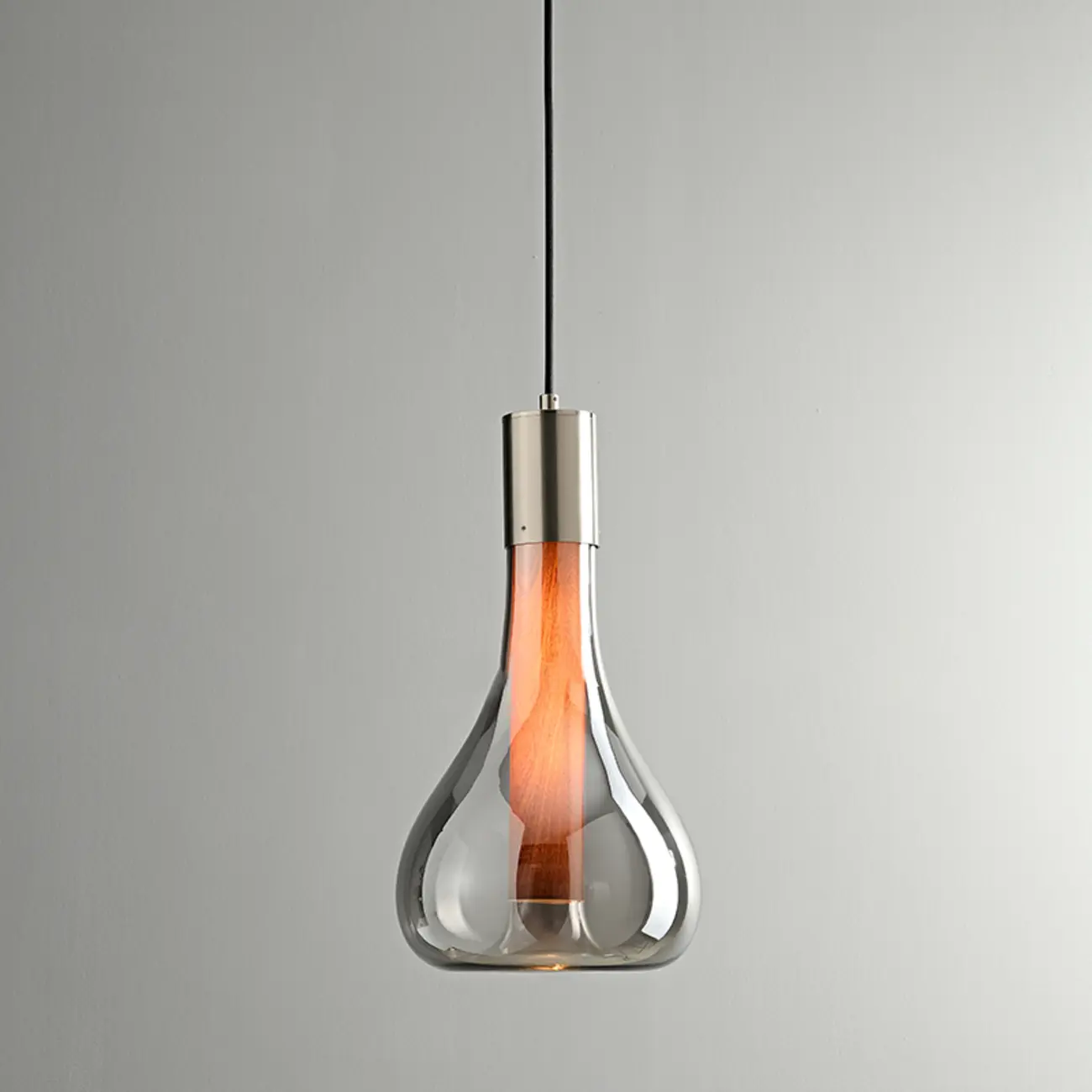 Small Water Drop Smoke Grey Glass LED Hanging Pendant Light