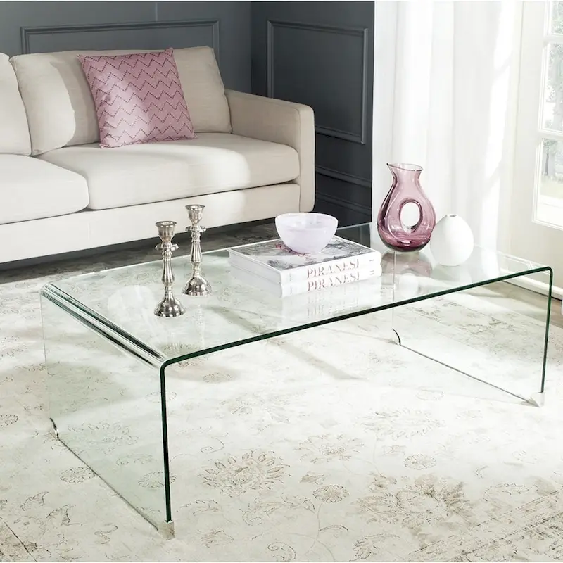 Glass Console Table, Transparent Tempered Glass Console Table