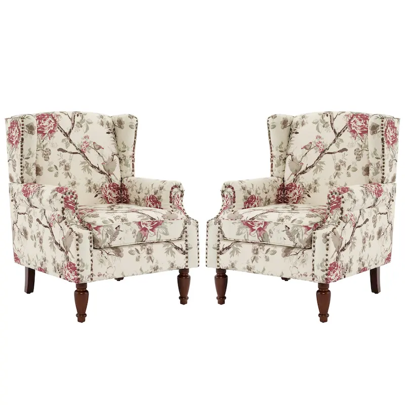 Traditional Nailhead Trim Armchair Accent Chairs Set of 2