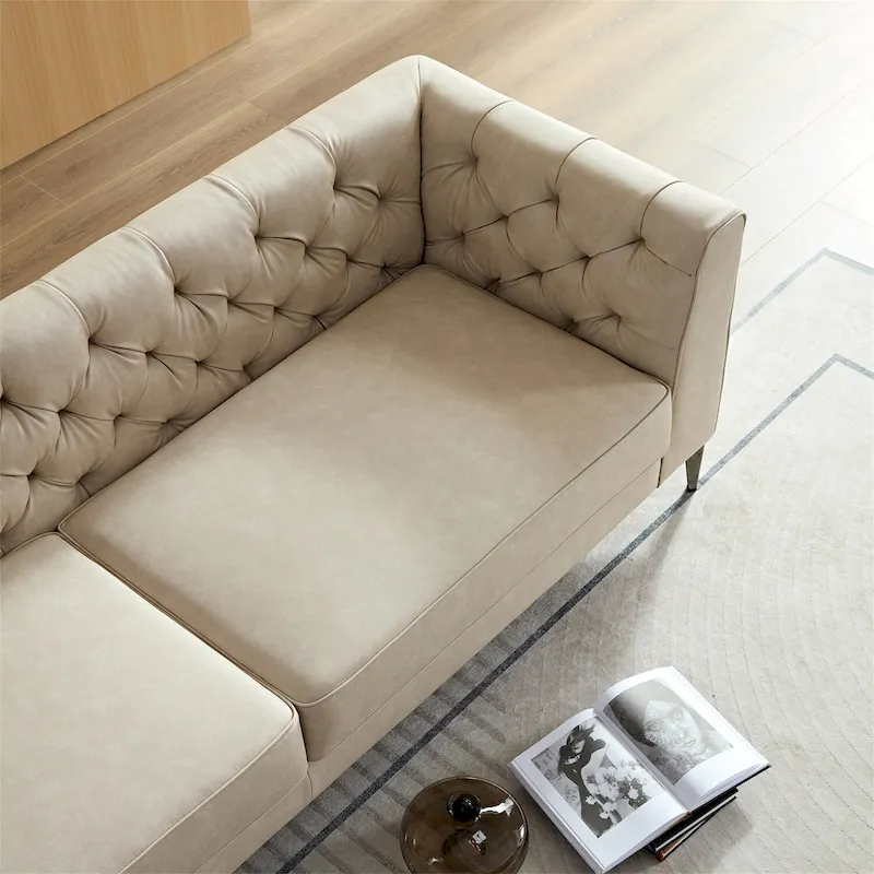 Modern Faux Leather Sofa with Metal Feet