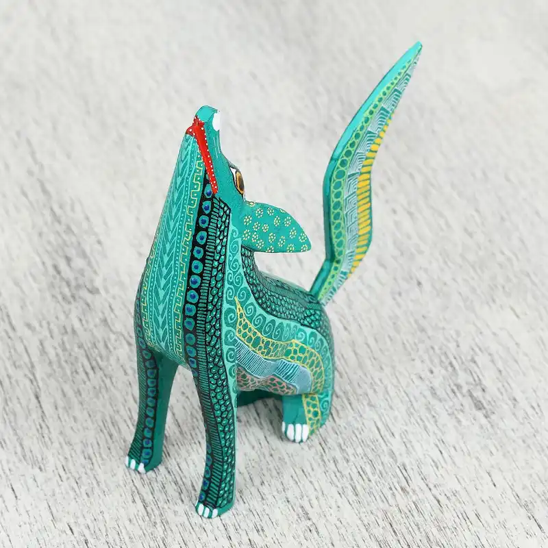 Novica Handmade Coyote Delight Wood Alebrije Figurine