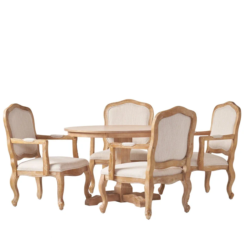 Ardyce Upholstered 5 Piece Circular Dining Set by Christopher Knight Home
