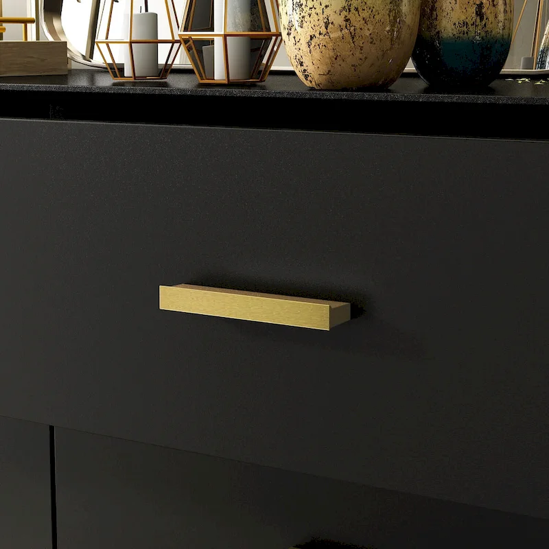 6-Drawer Double Dresser, Black / White, Mid-Century Style, For 1 Person