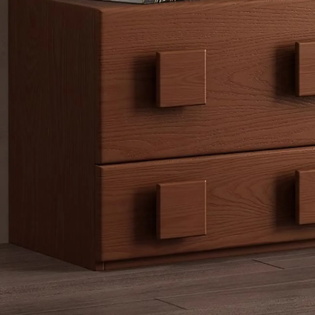 Living Room Brown 2-Tier Rectangular Wooden TV Stand