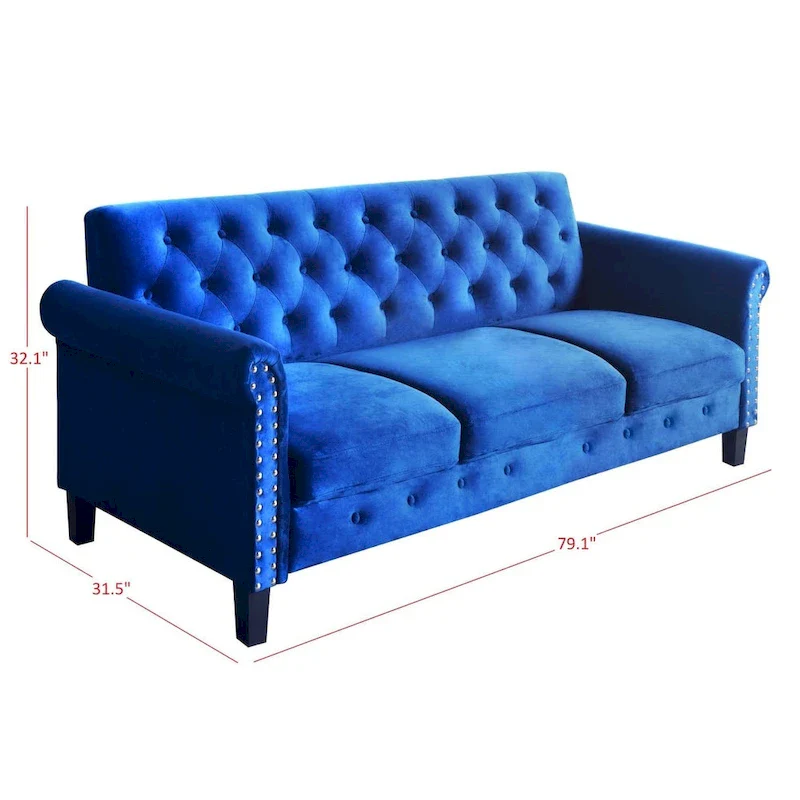 Casper Velvet Rolled Arm Loveseat / Sofa