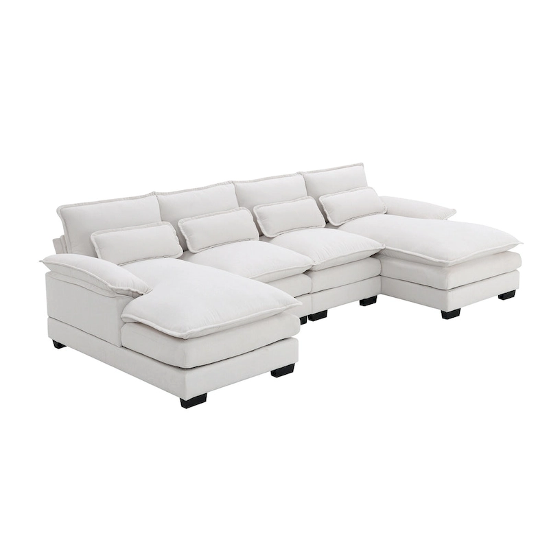Modern Upholstered 6-Seat Modular U-Shaped Sleeper Sectional Sofa