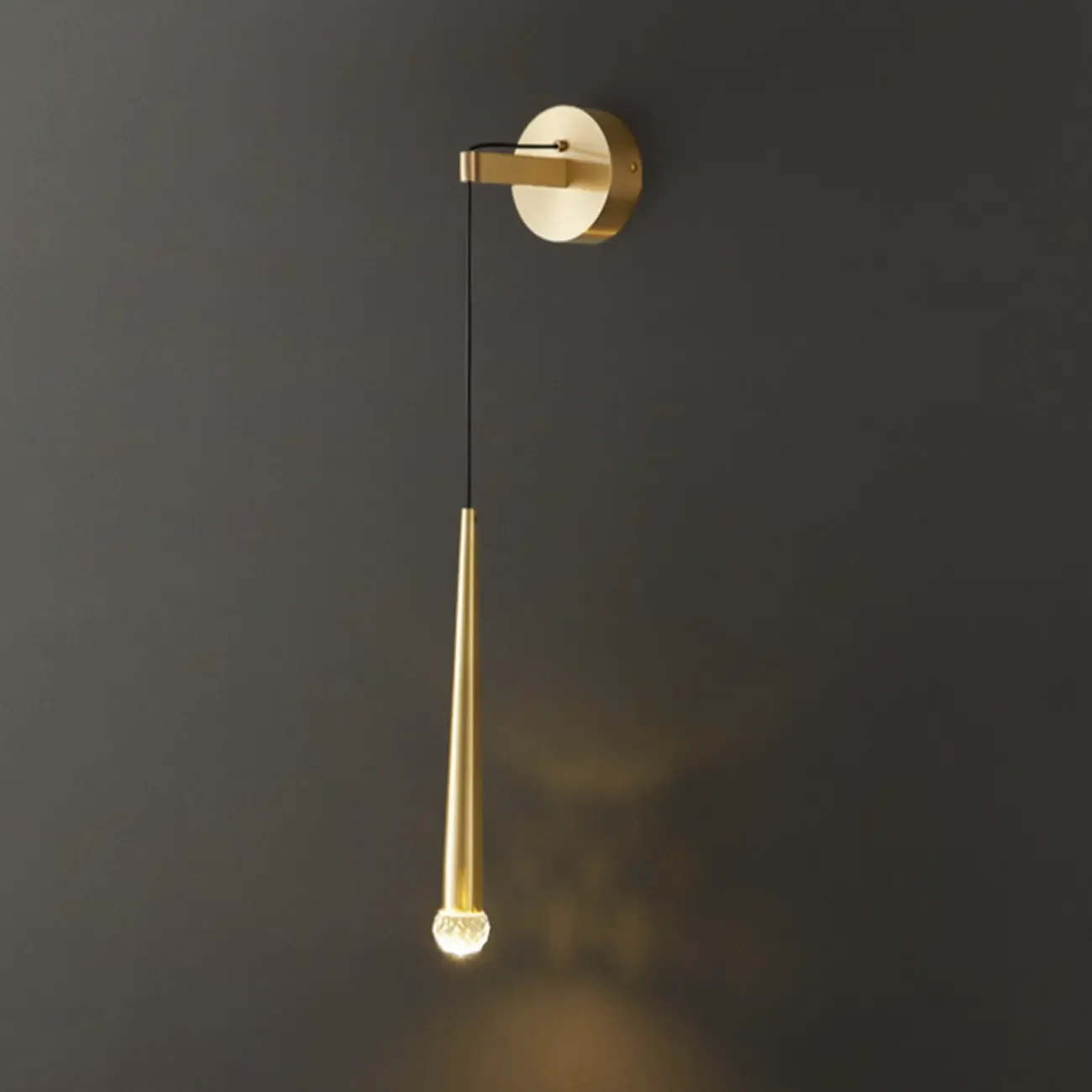 Elegant Gold Cylinder LED Wall Sconce with Crystal Deco