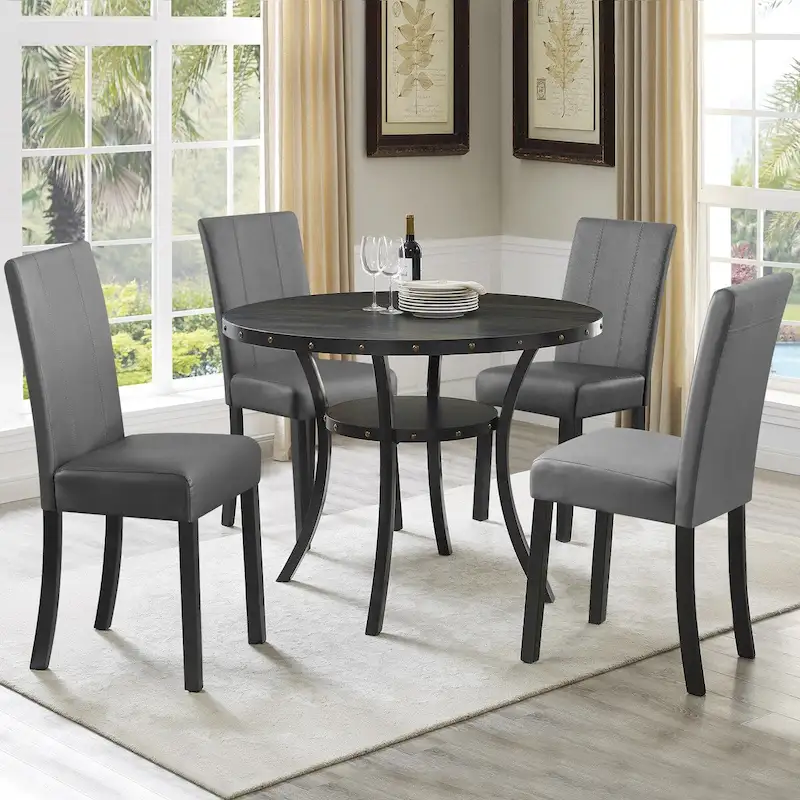 Subrtex(Set of 2)Faux Leather Parsons Upholstered Dining Chair