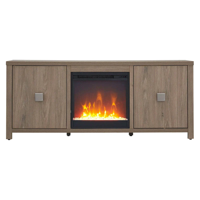 TV Stand with Electric Fireplace - Gray/Black/Brown, 58