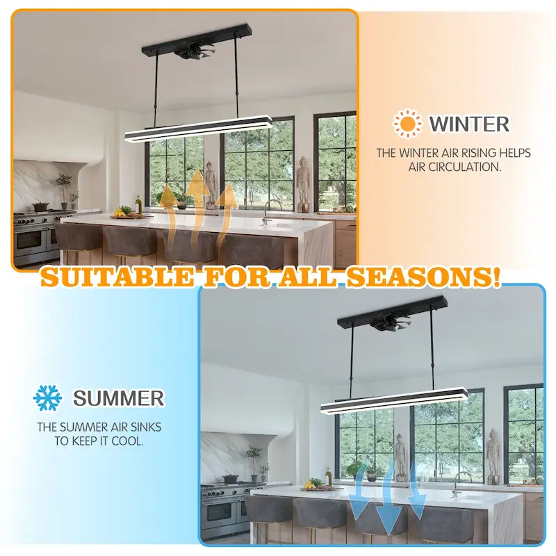 Bella Depot Modern Black Ceiling Fan with Dimmable Light, 6-Speed Reversible Fan with Remote and APP Control - N/A