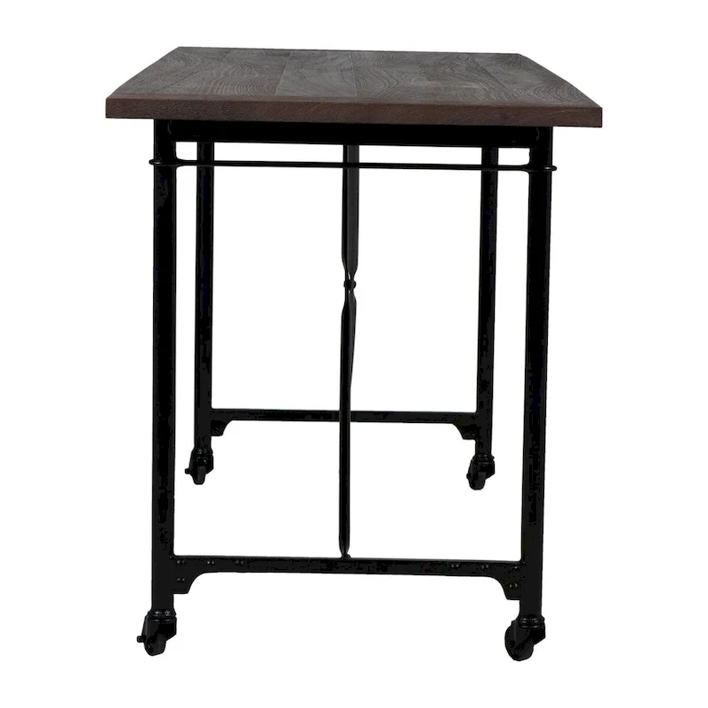 Conway 66-inch Industrial Wheeled Trestle Table - Mango Wood & Metal