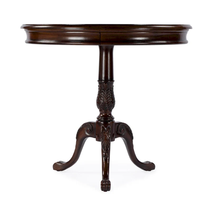 Butler Traditional Round Wooden Pedestal Table in Plantation Cherry Finish - Dark Brown