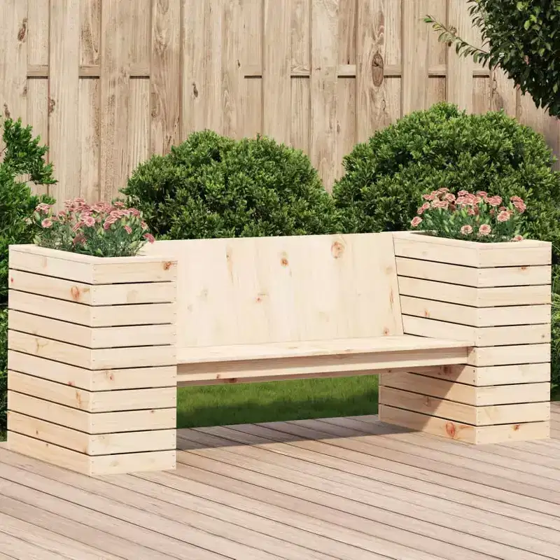 vidaXL Planter Bench Seating Furniture Outdoor Balcony Garden Solid Wood Pine