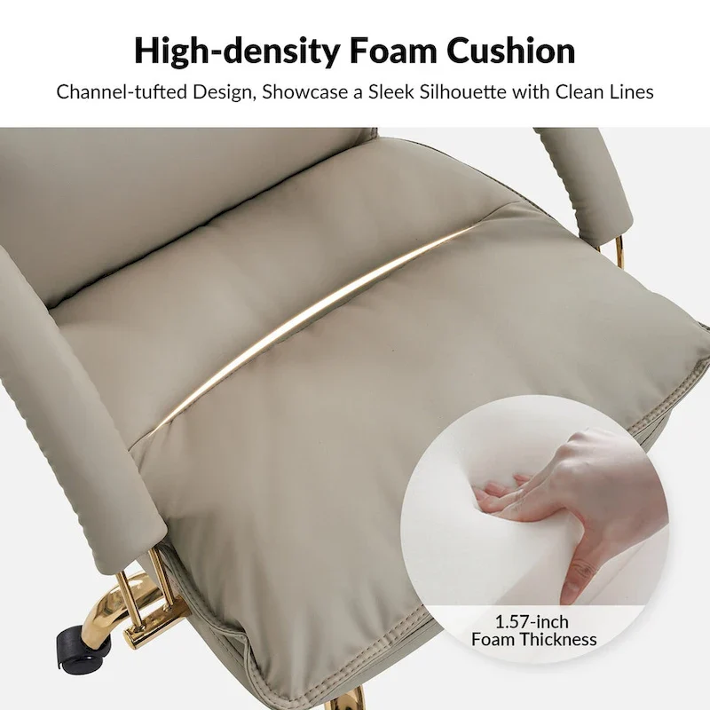 Modern Faux Leather Adjustable Height Tilting Office Chair with 360° Swivel & Metal Base