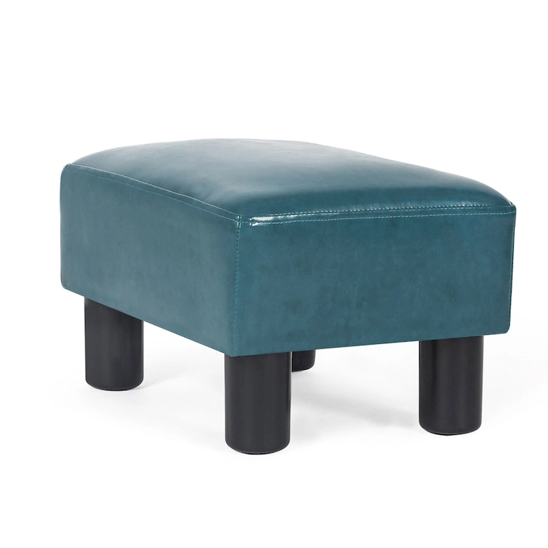 Adeco Faux Leather Ottoman Foot Rest Stool Square Padded Seat Ottoman