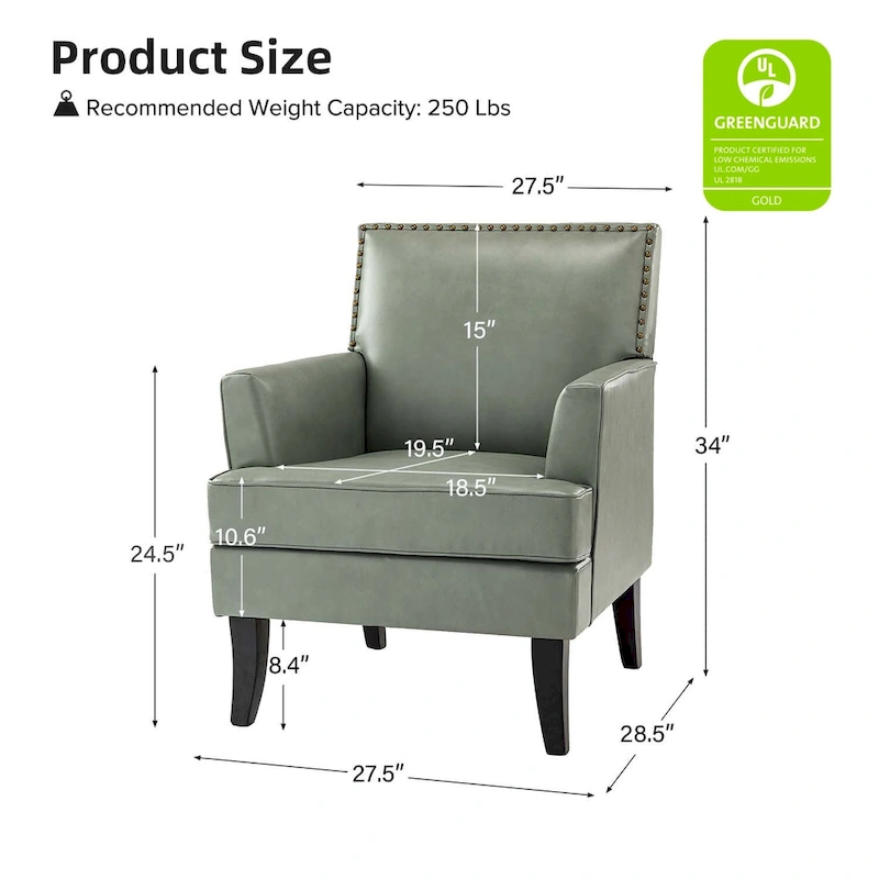 Nileus Modern Classic Polyester Accent Chair with Solid Wooden Legs Set of 2 by HULALA HOME