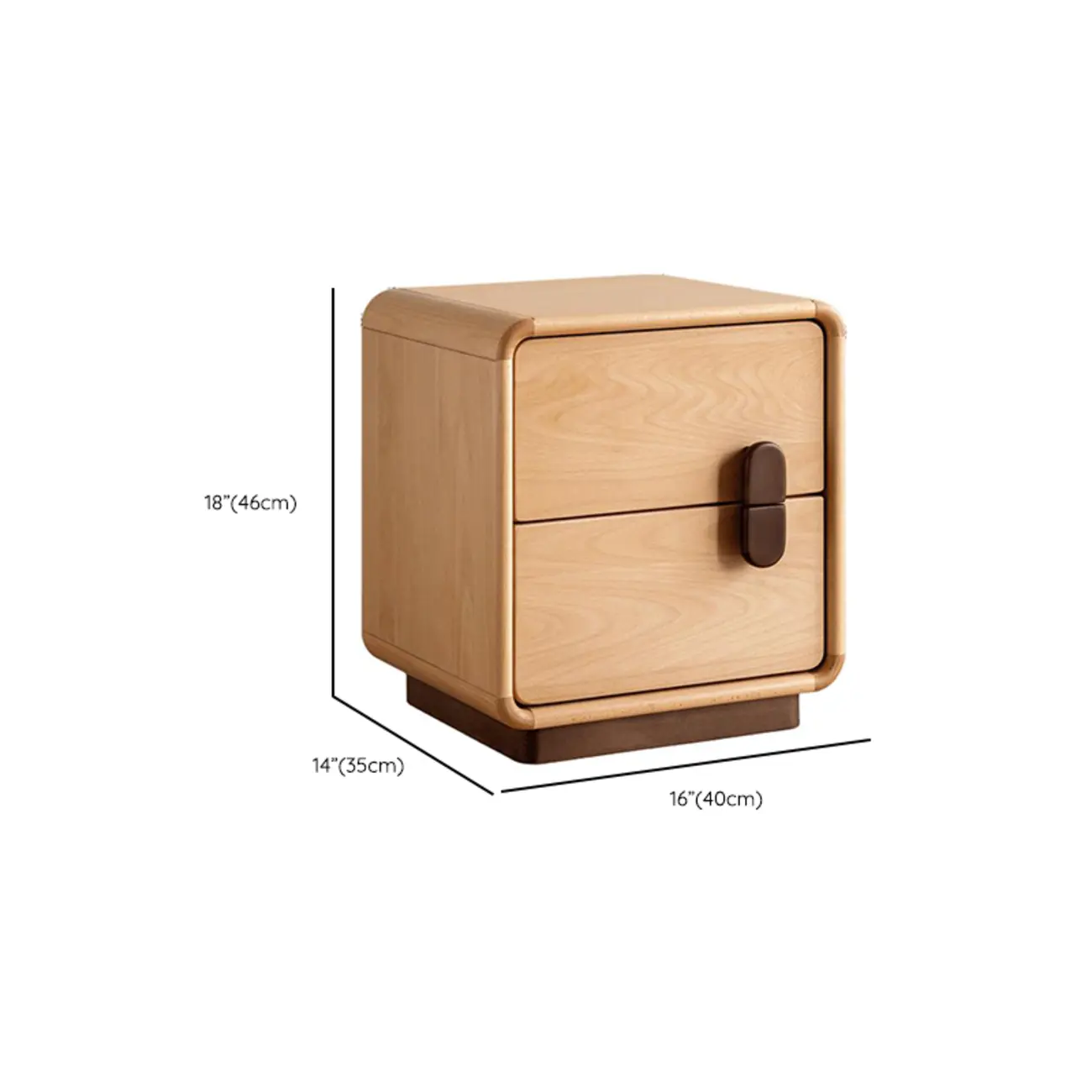 Cubic Modern 2-Drawer Wood Small Nightstand
