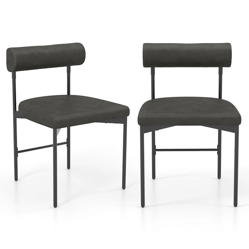 Gymax Dining Chair Set of 2 Faux Leather Upholstered Kitchen Side