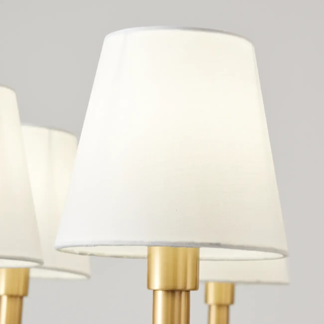 Elegant White Fabric Shade Classic Gold Chandelier